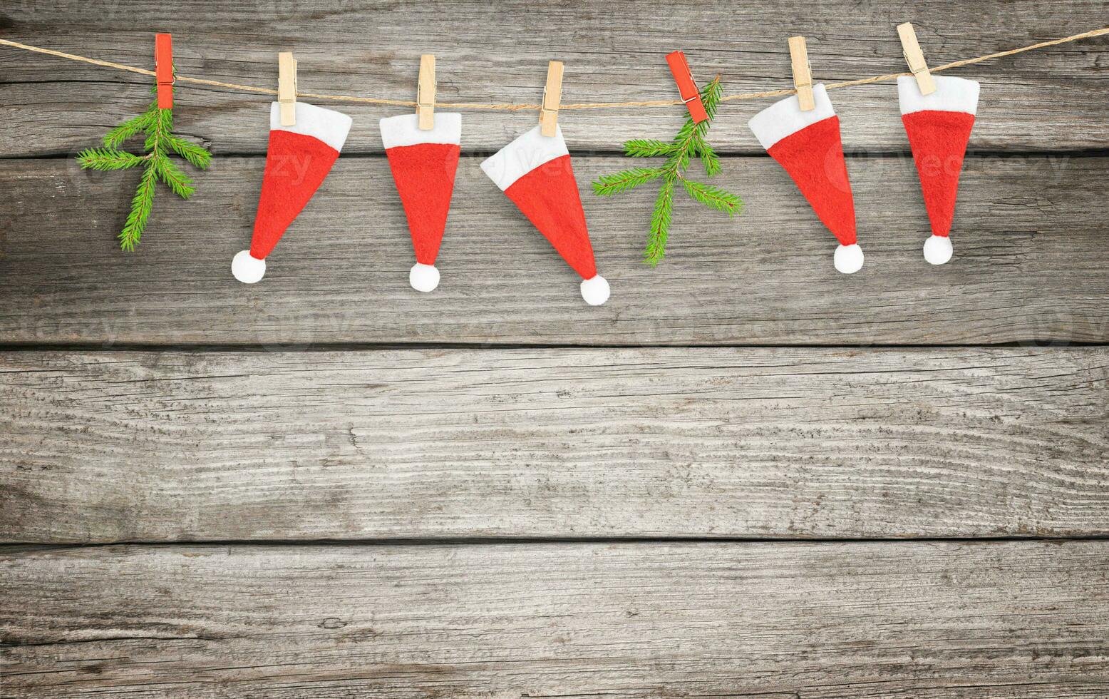 Christmas garland on wooden background photo