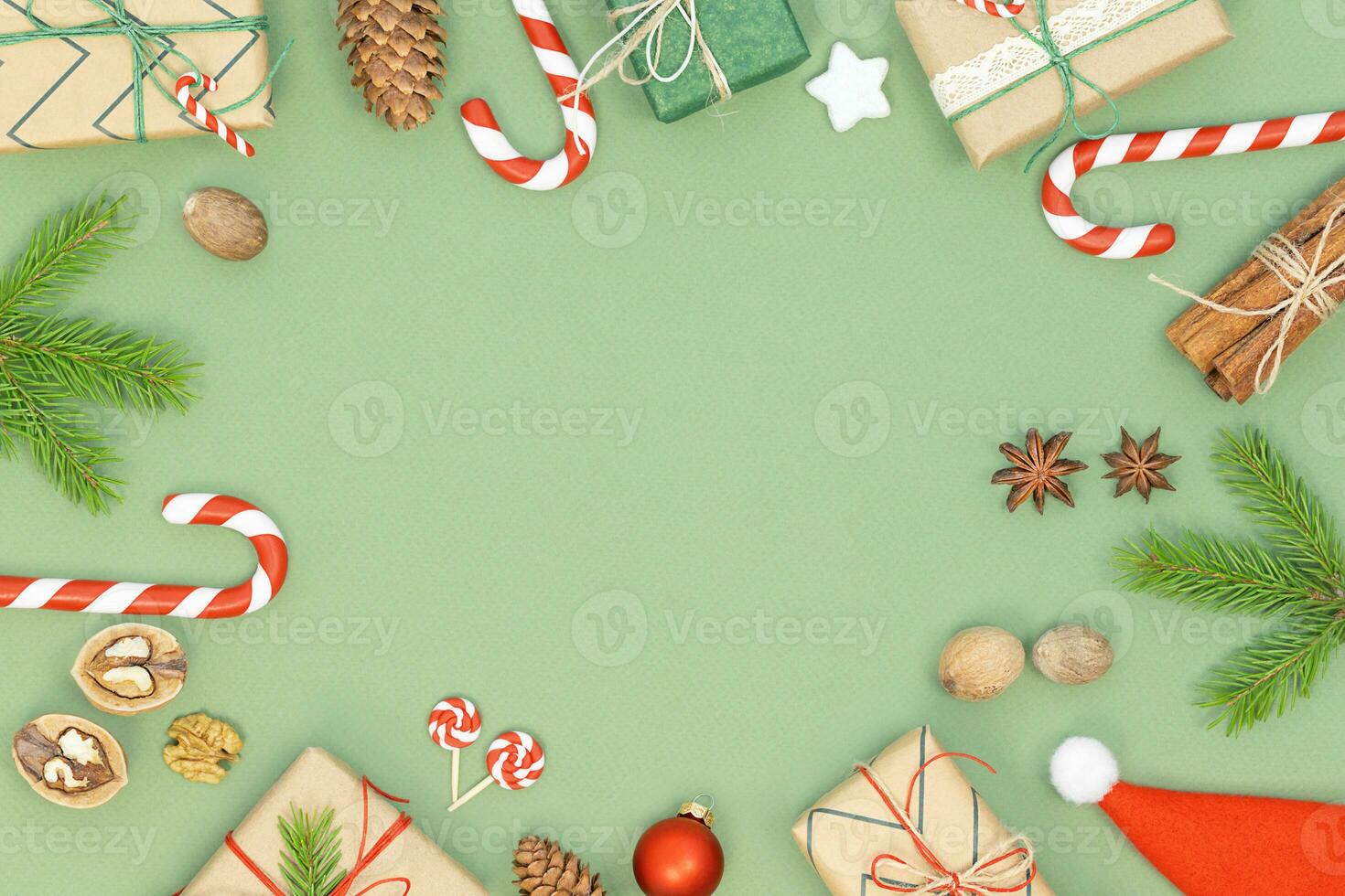 Christmas background with Christmas objects photo