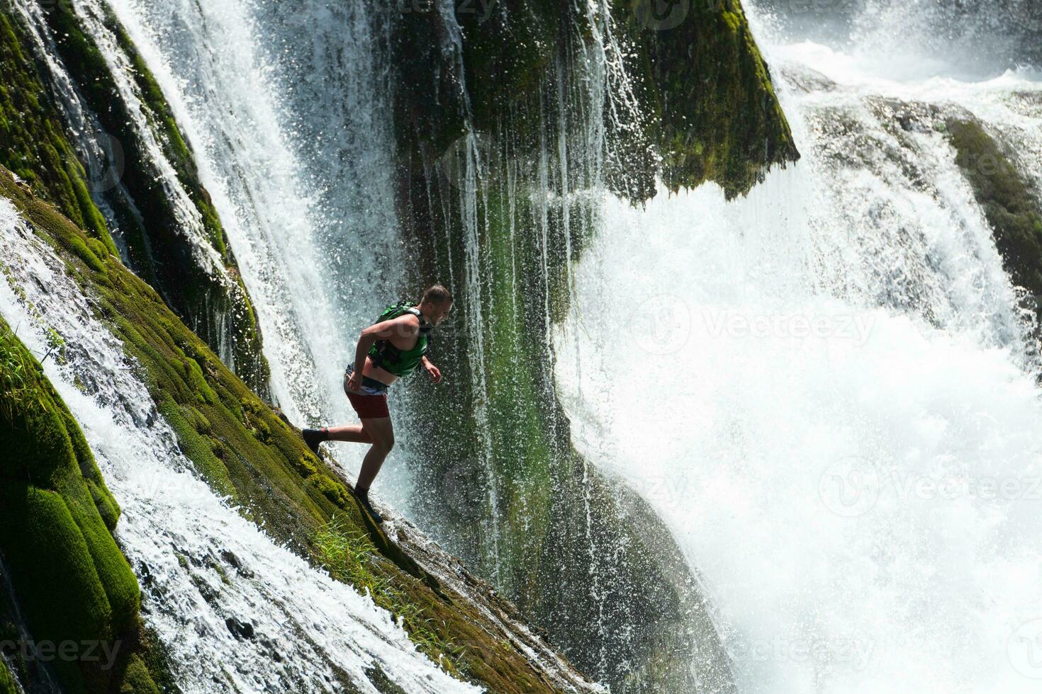 Scenic waterfall view photo