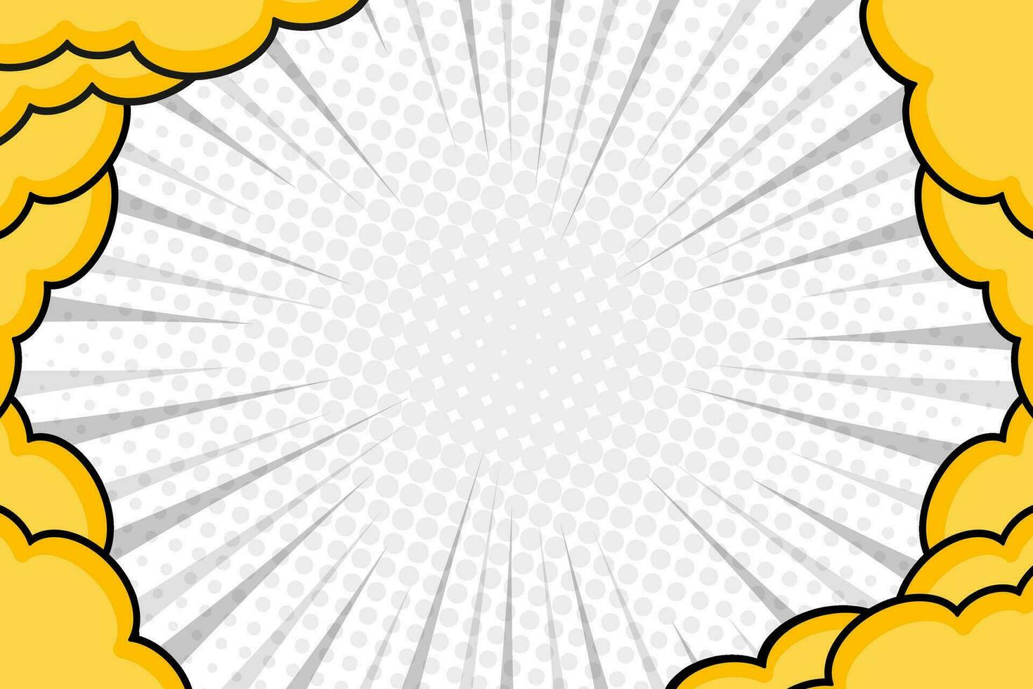 Empty cloud border frame comic cartoon style background template vector