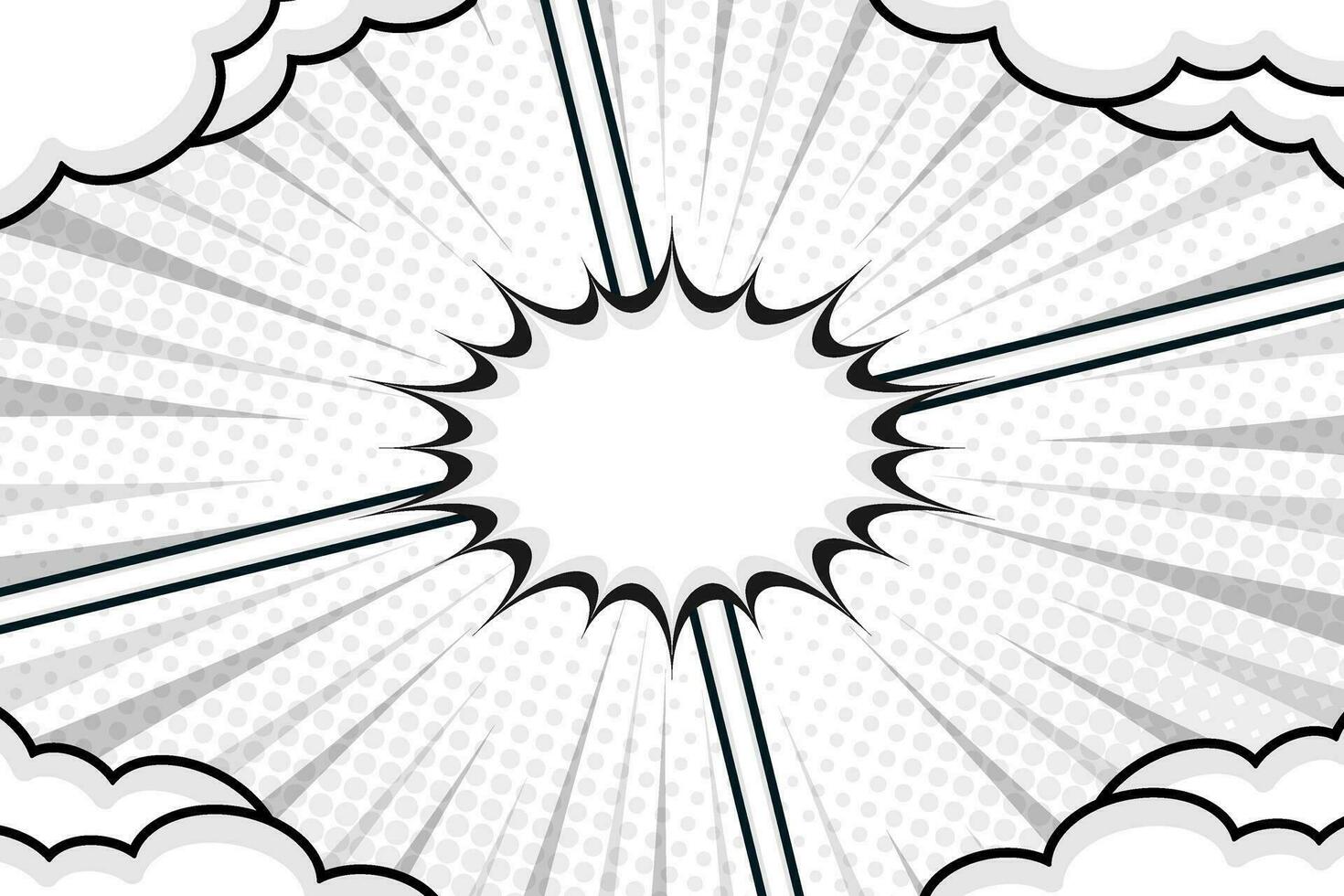 Blank comic book scene frame background template with cloud vector