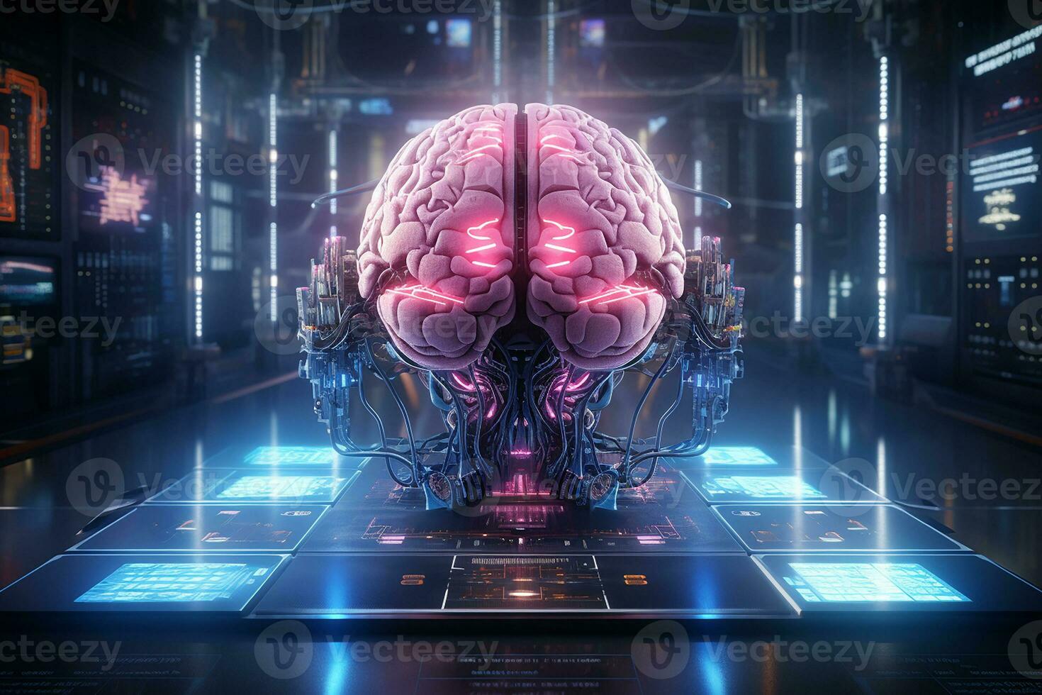 AI generated Human brain. Brain scans, integrating technology into neuroscience photo