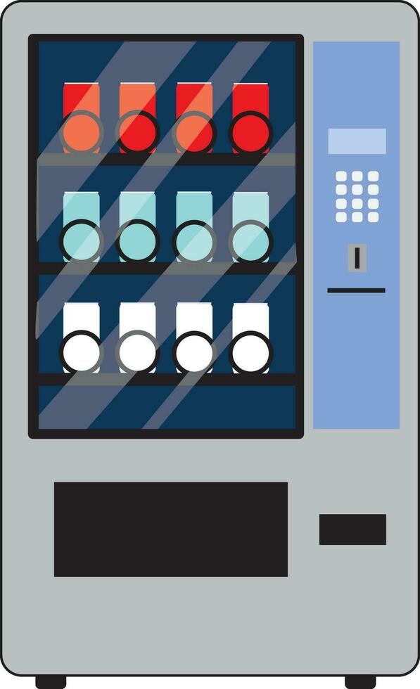 Vending machine with snacks and drinks, flat style vector illustration.