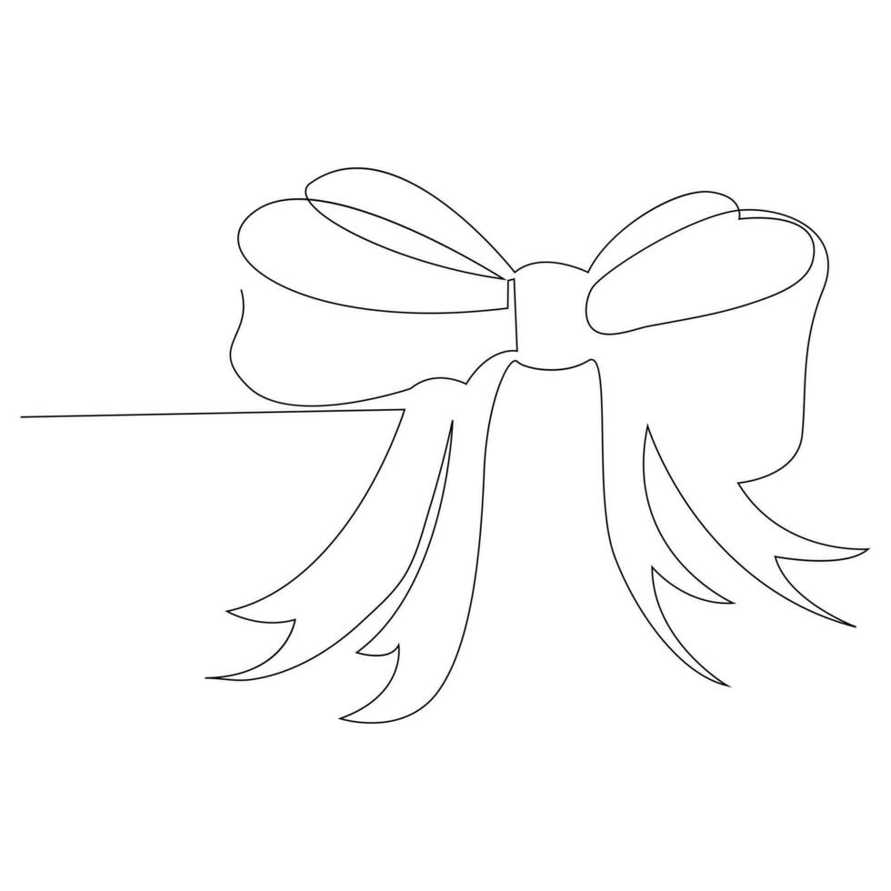Ribbon one line continuous outline vector art drawing and simple minimalist design