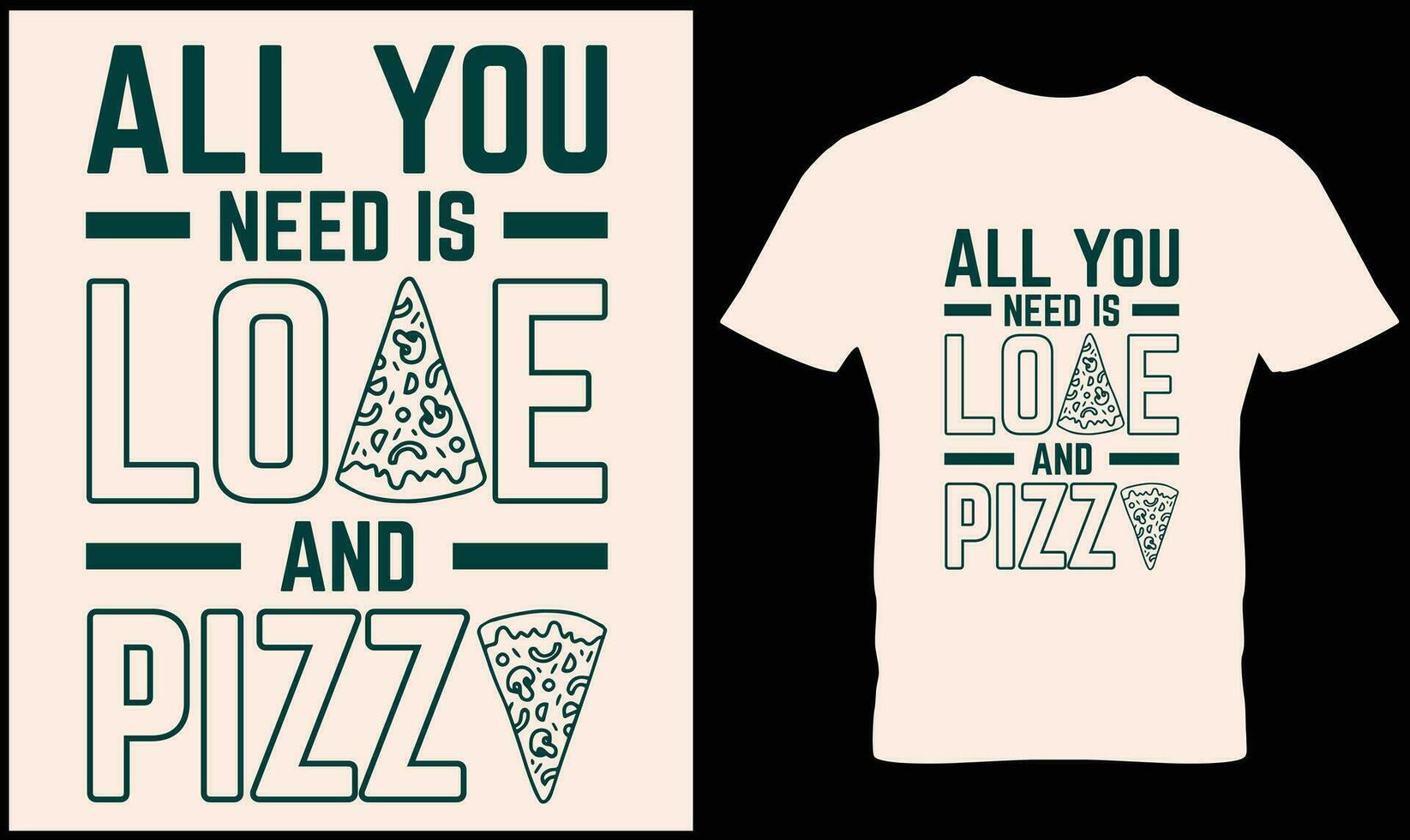 Pizza camiseta diseño vector gráfico.