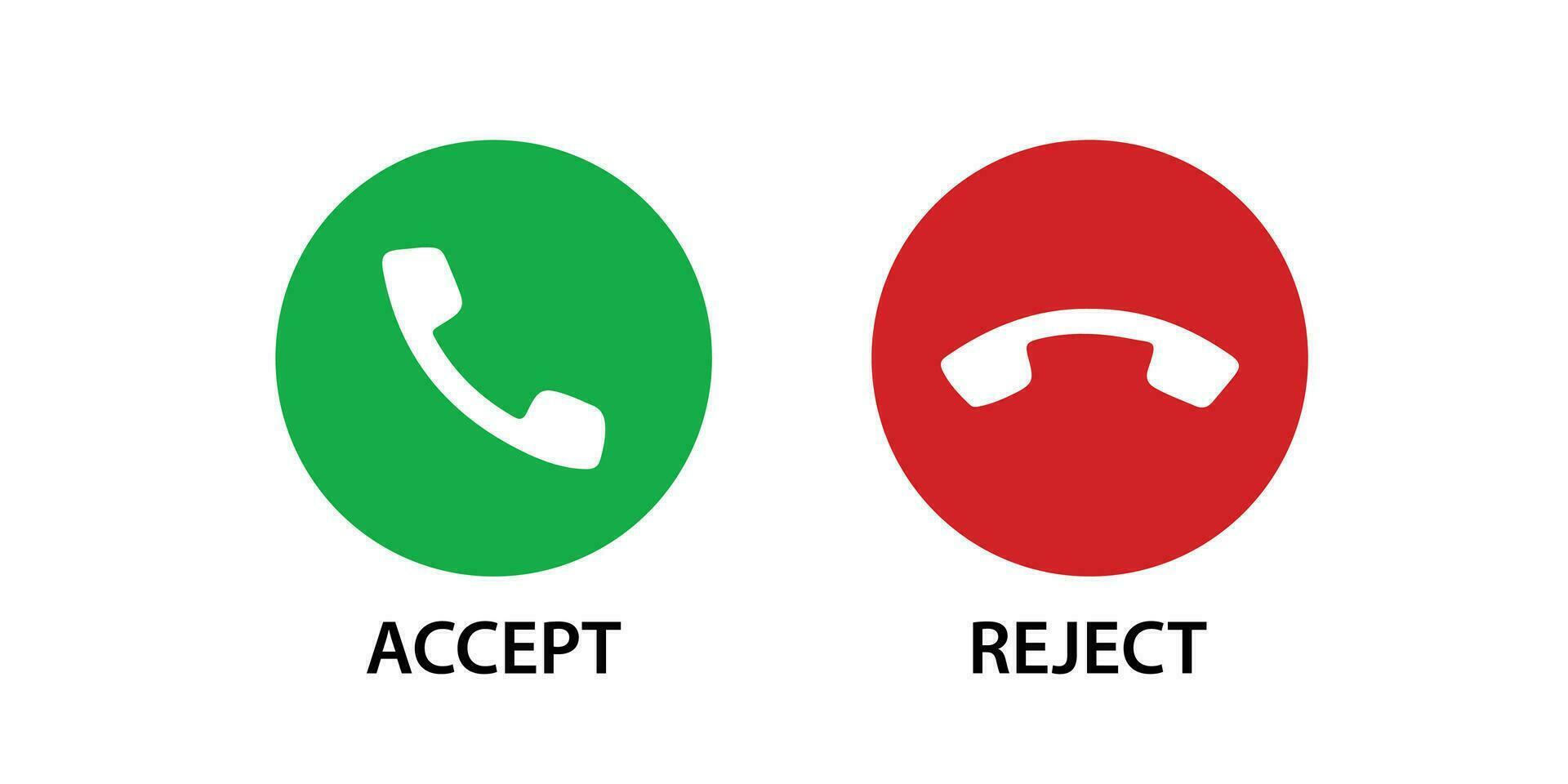 the telephone signal rings. the green button picks up the call and the red button rejects the call vector