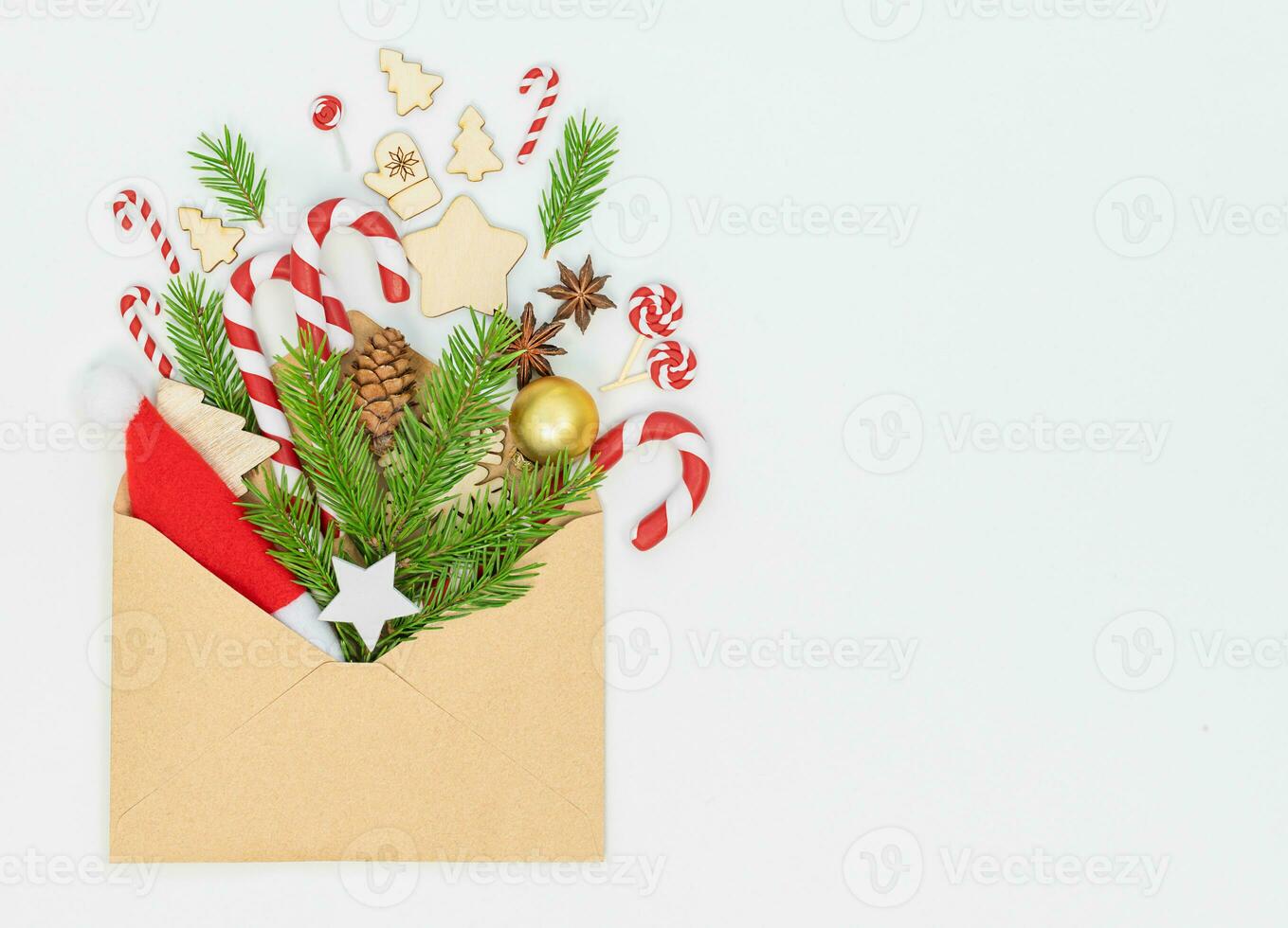 Christmas envelope with Christmas objects photo