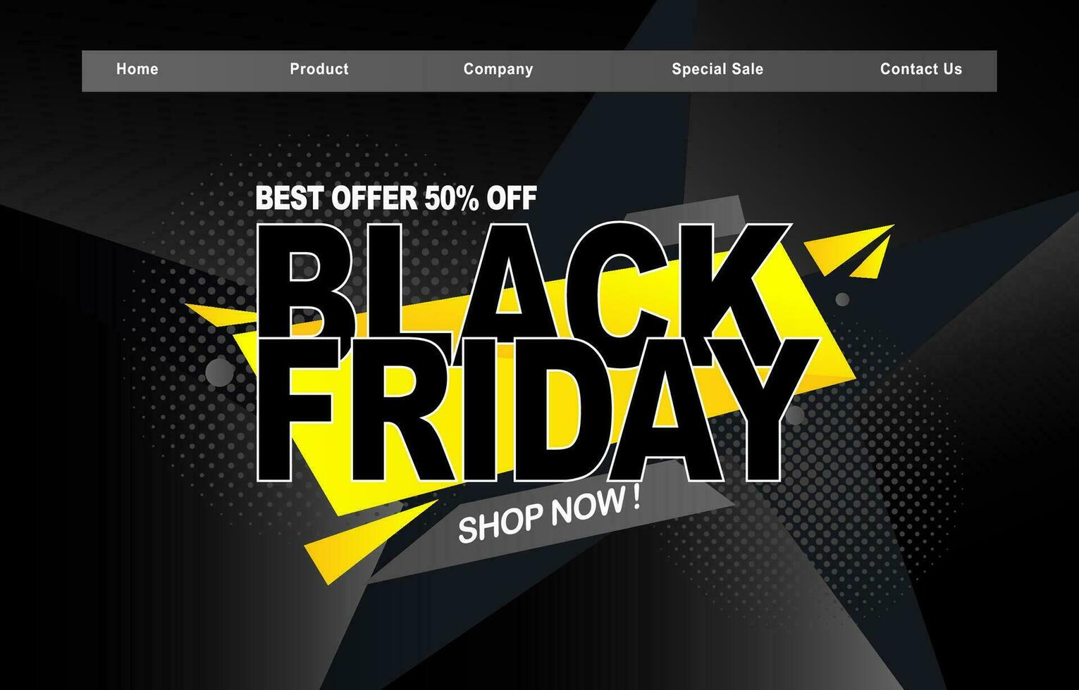 black friday landing page template design vector