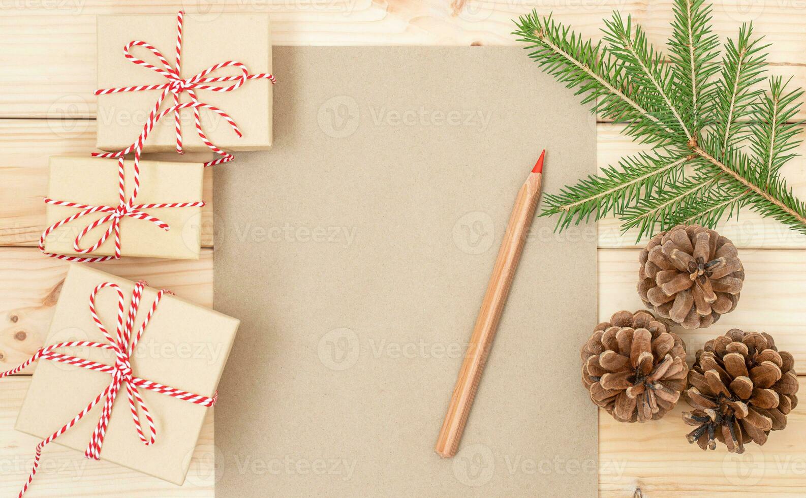 Christmas background with place for greeting and gifts photo