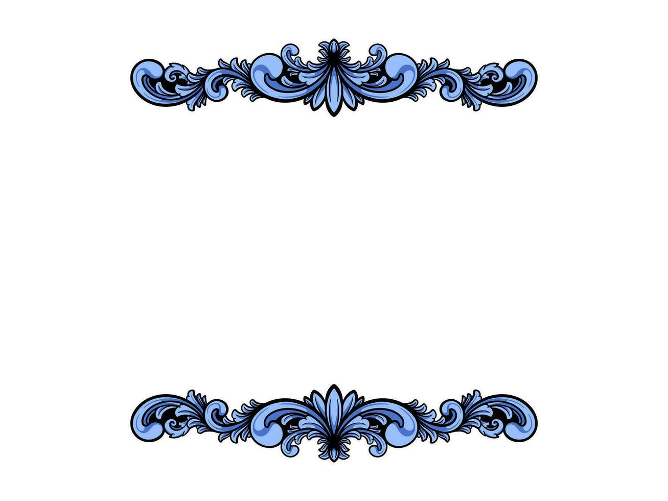 a blue and black frame with flowers and leaves vector