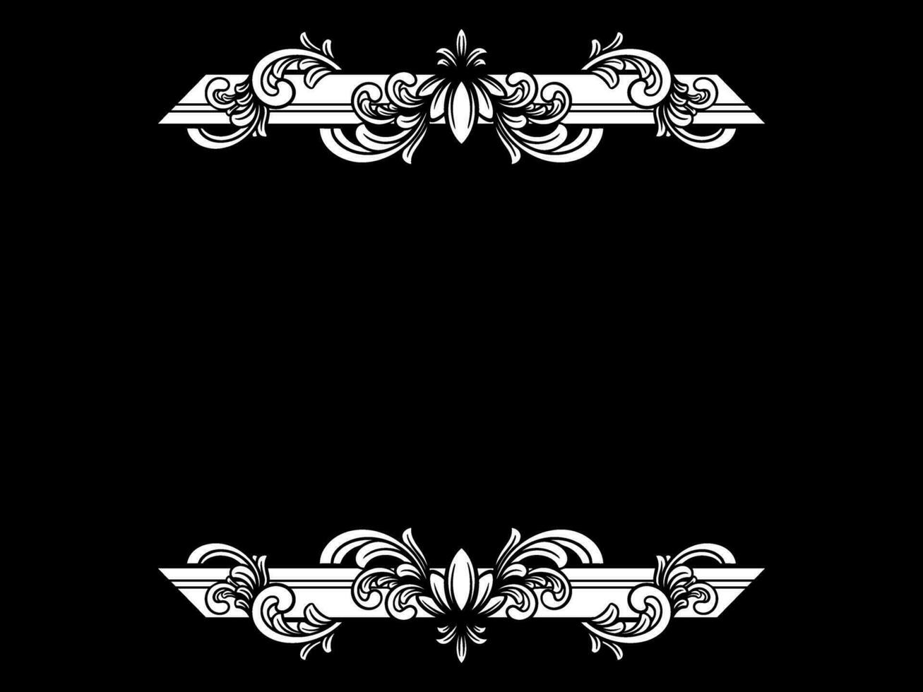 a black and white floral frame on a black background vector