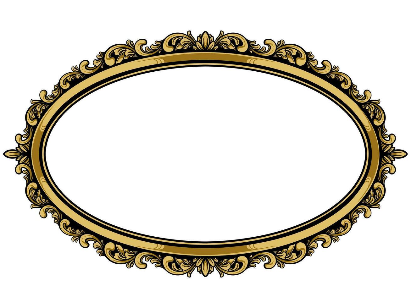 an oval frame with ornate design vector