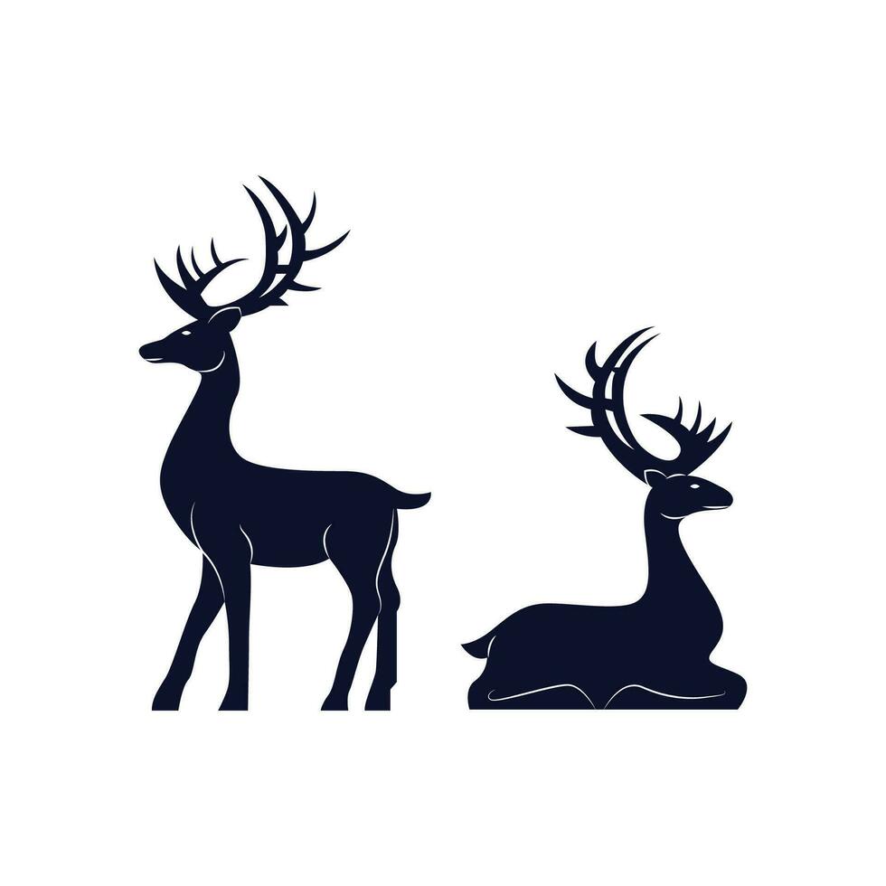 two deer silhouettes on a white background vector