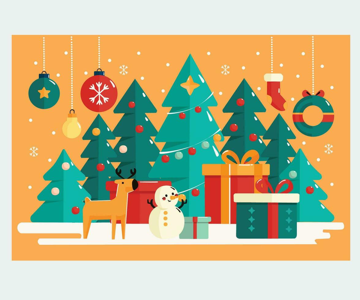 Flat Christmas Season Background Illustration vector