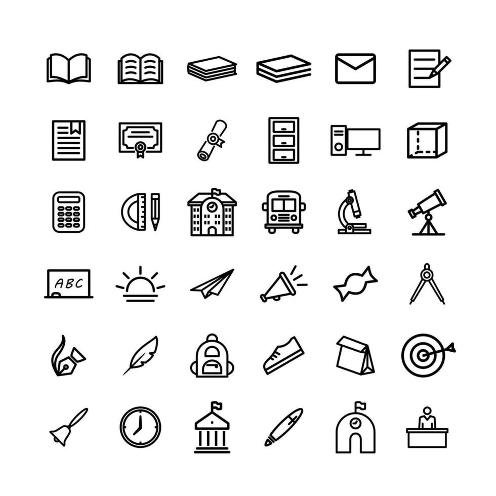 Set of School icon. Education icons pack. Line Style Vector illustrations