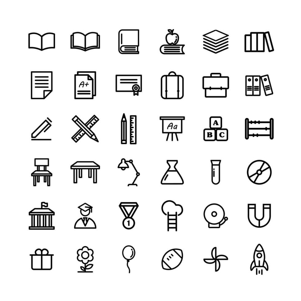 Set of School icon. Education icons pack. Line Style Vector illustrations