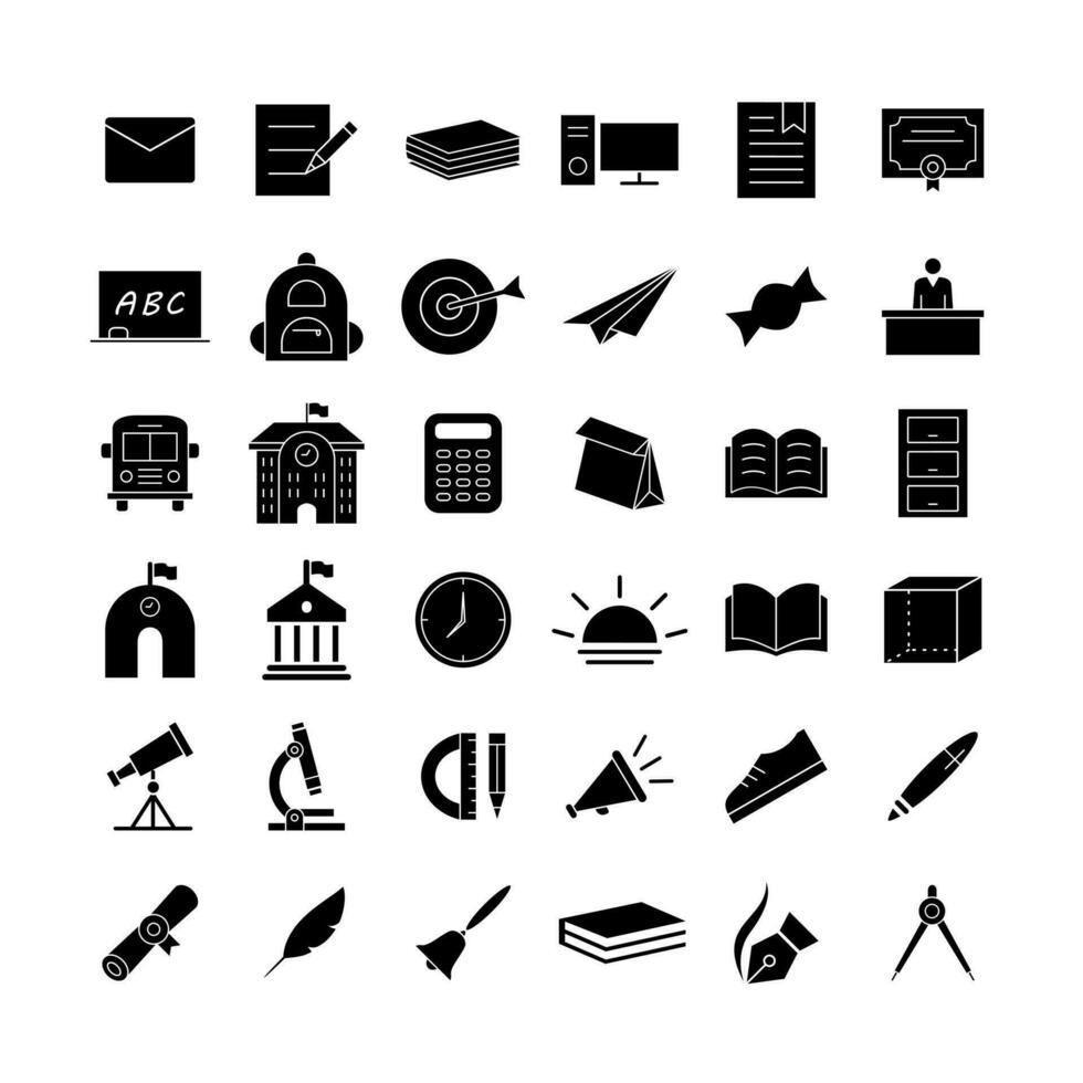 Set of School icon. Black Education icons pack. Vector illustrations