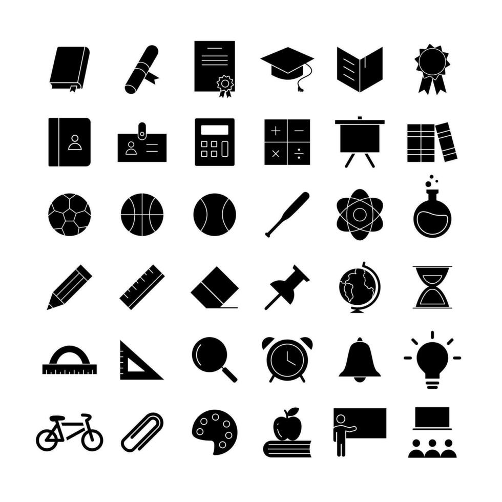 Set of School icon. Black Education icons pack. Vector illustrations