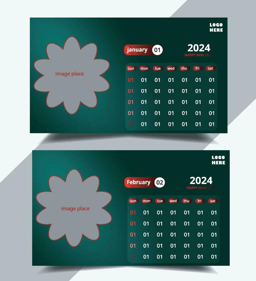 nuevo año vector calendario modelo con imagen conjunto lugar.