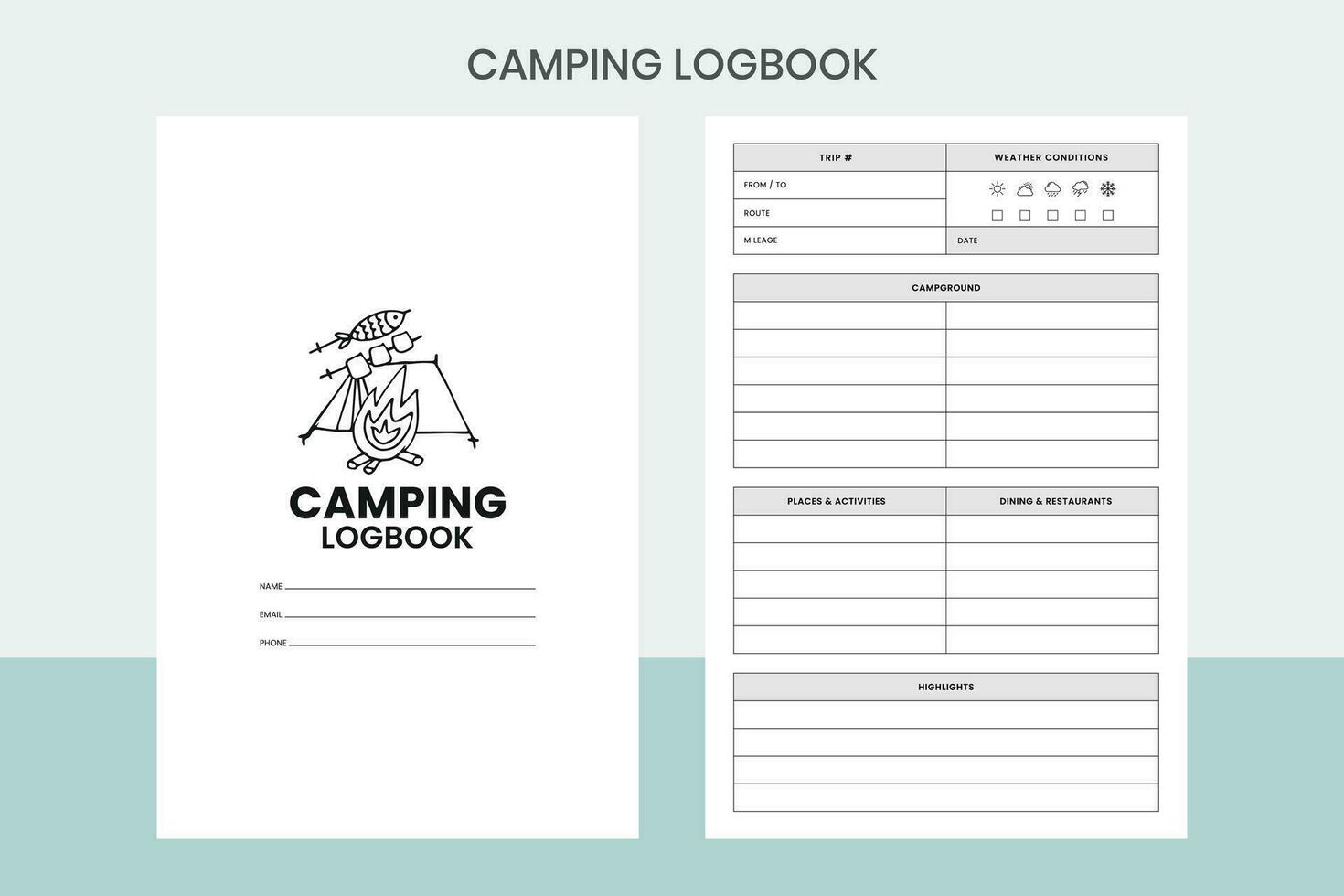 Camping LogBook Free Template vector