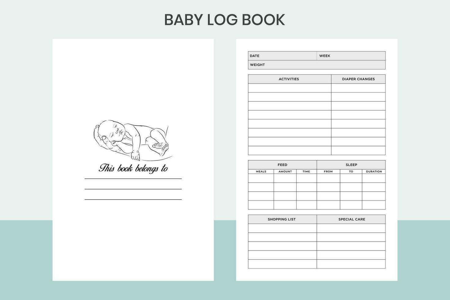 Baby Log Book Free Template vector