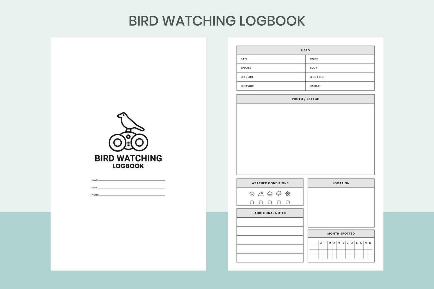 Bird Watching LogBook Free Template vector