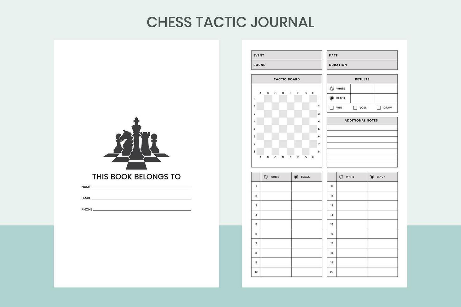 Chess Tactic Journal Free Template vector