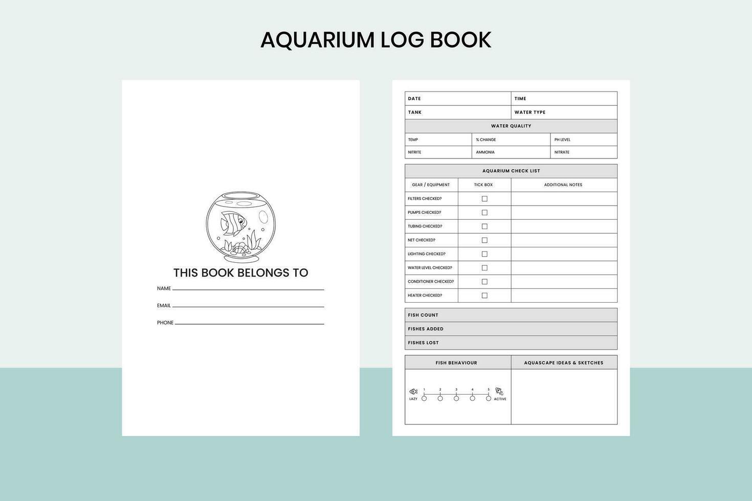 Aquarium Log Book Free Template vector