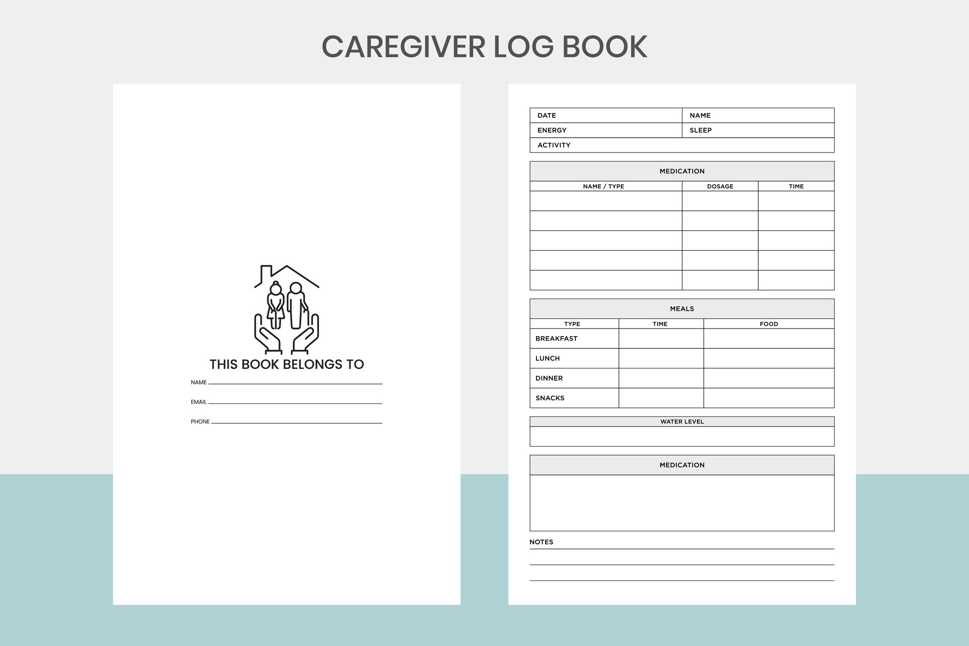 Caregiver log book free template 35104830 vector art at vecteezy