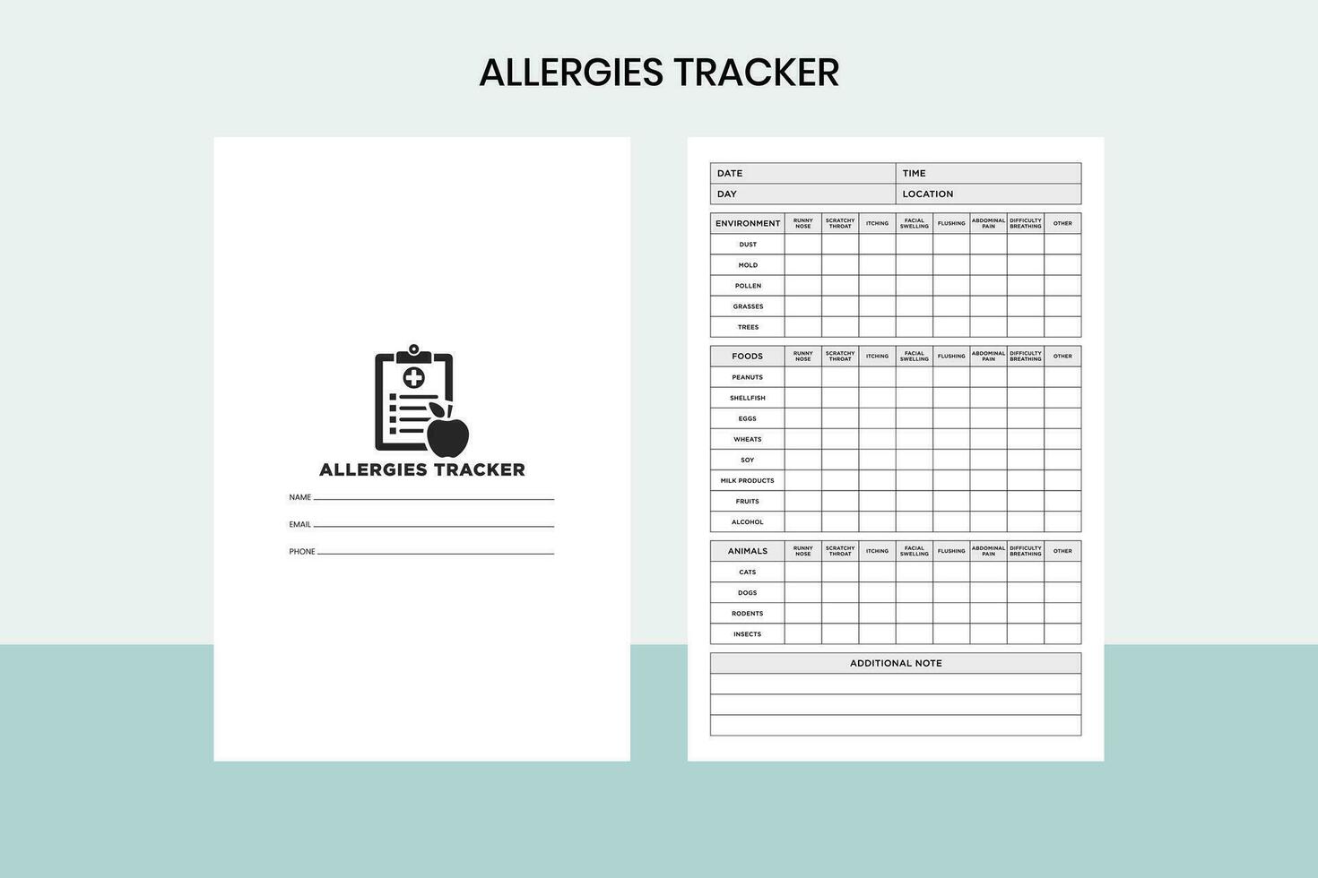 Allergies Tracker Free Template vector