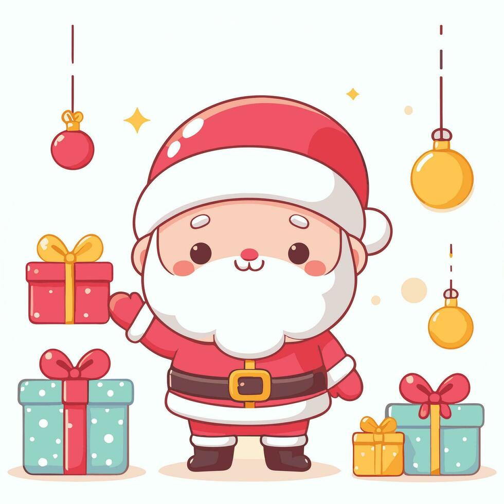 santa claus with gifts and Christmas decorations vector