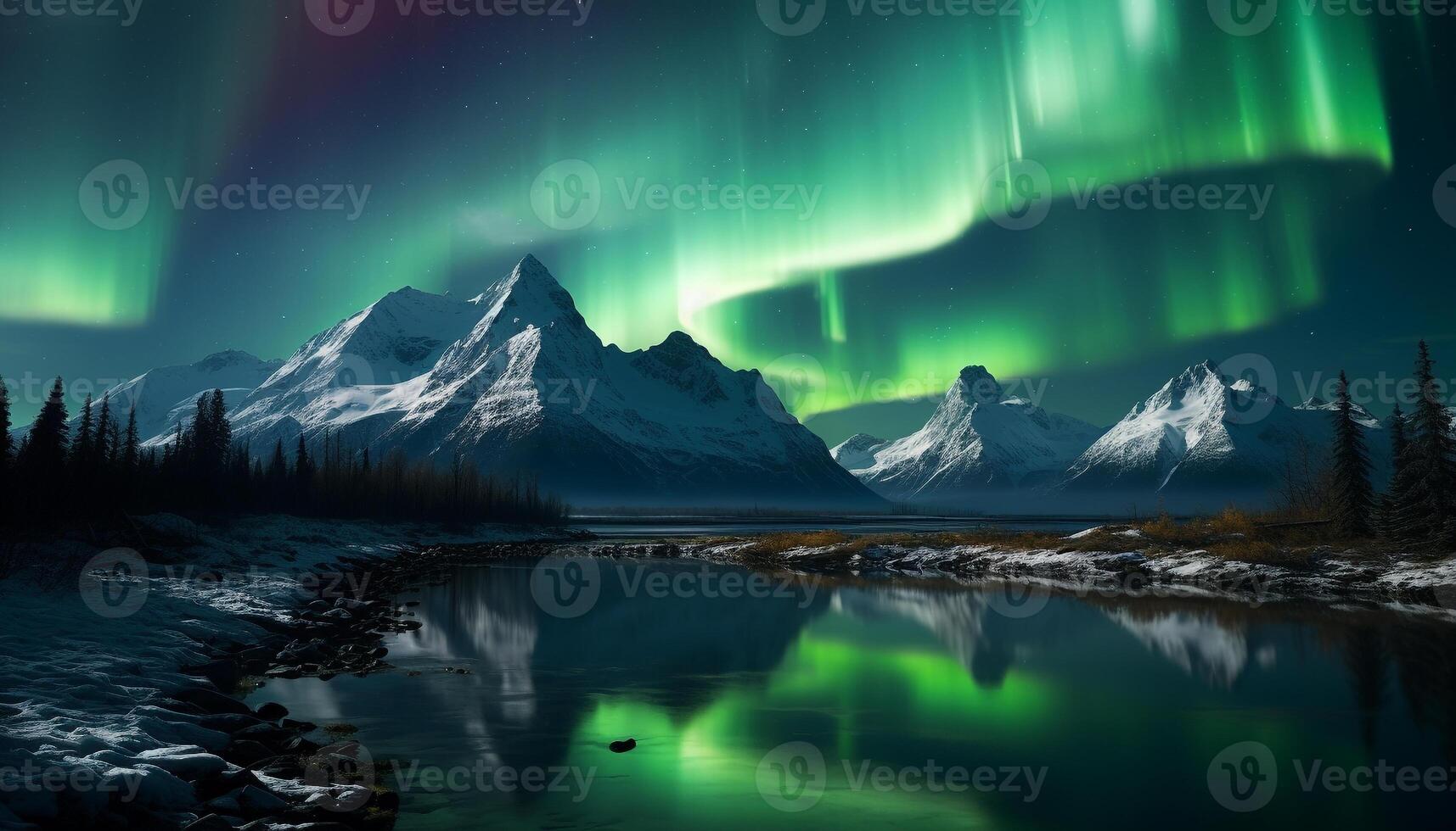 AI generated Majestic mountain range illuminated by starry night, tranquil scene generated by AI photo