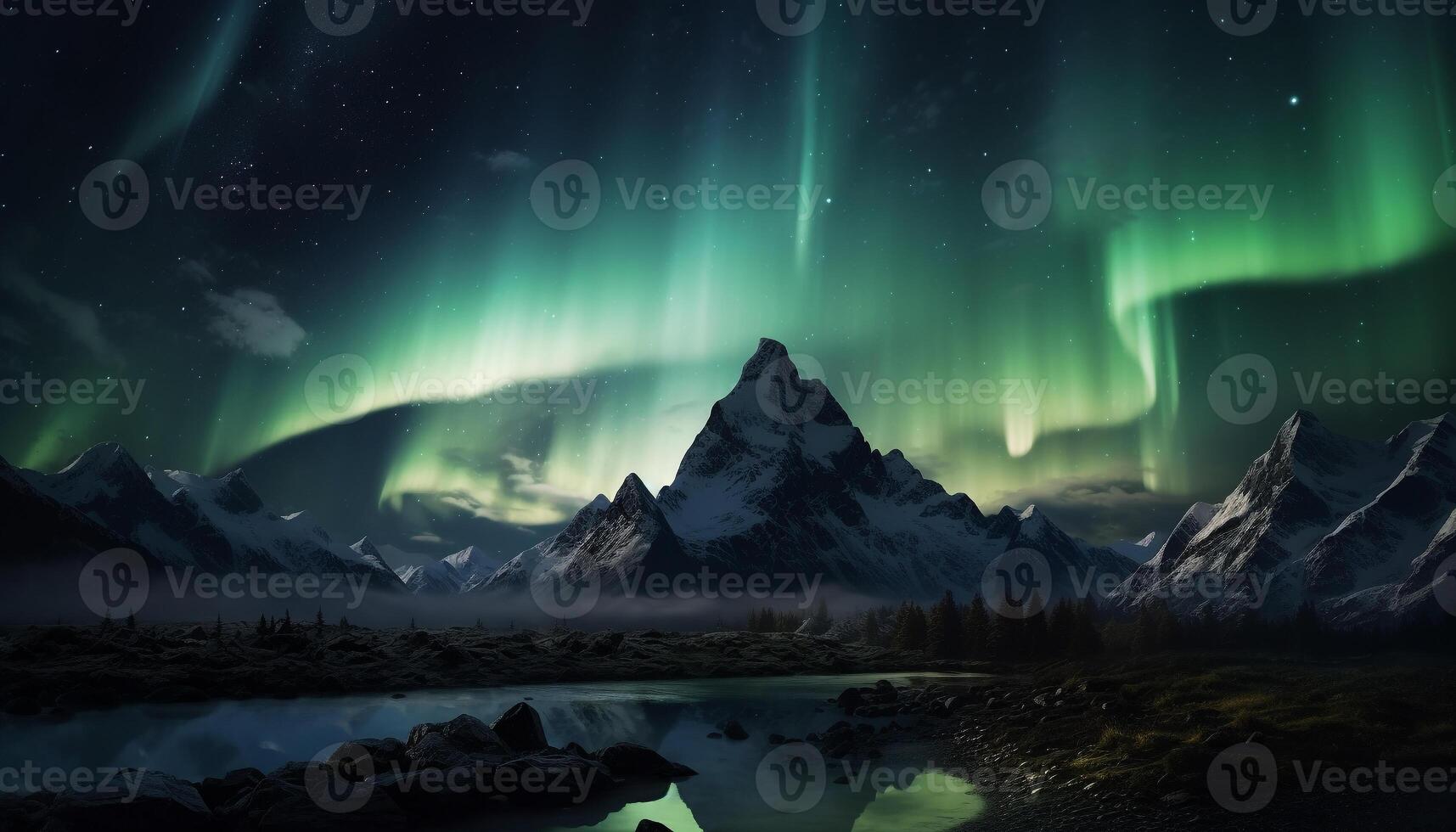 AI generated Majestic mountain range illuminated by starry night, tranquil scene generated by AI photo