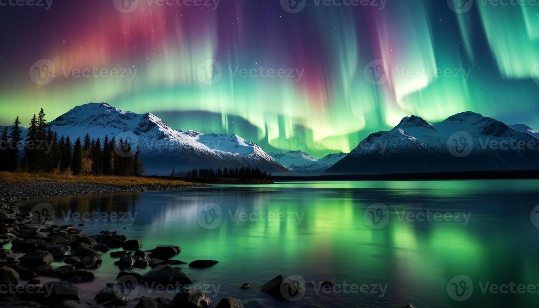 AI generated Majestic mountain range illuminated by starry night, tranquil scene generated by AI photo