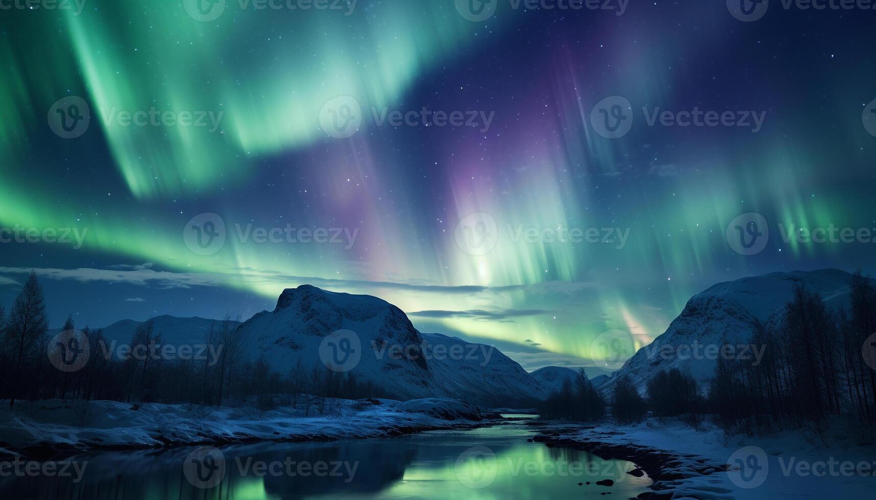 AI generated Majestic mountain range illuminated by starry night, tranquil scene generated by AI photo