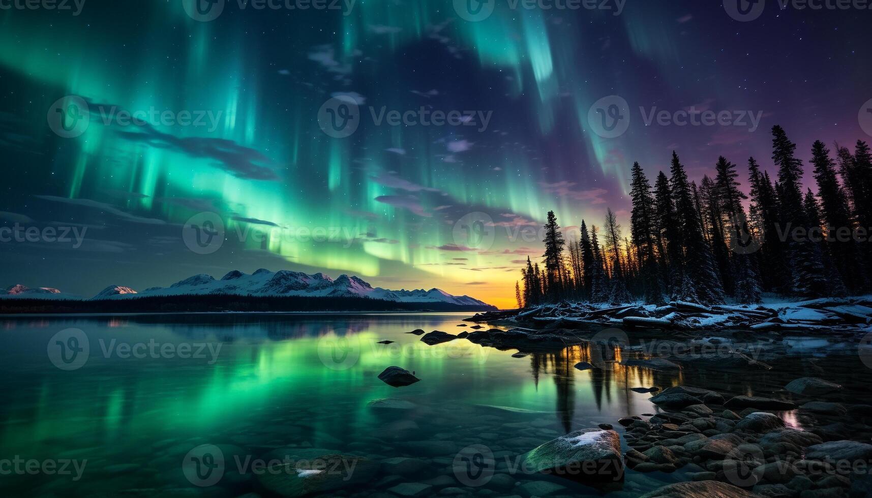 AI generated Majestic mountain range illuminated by starry night, tranquil scene generated by AI photo