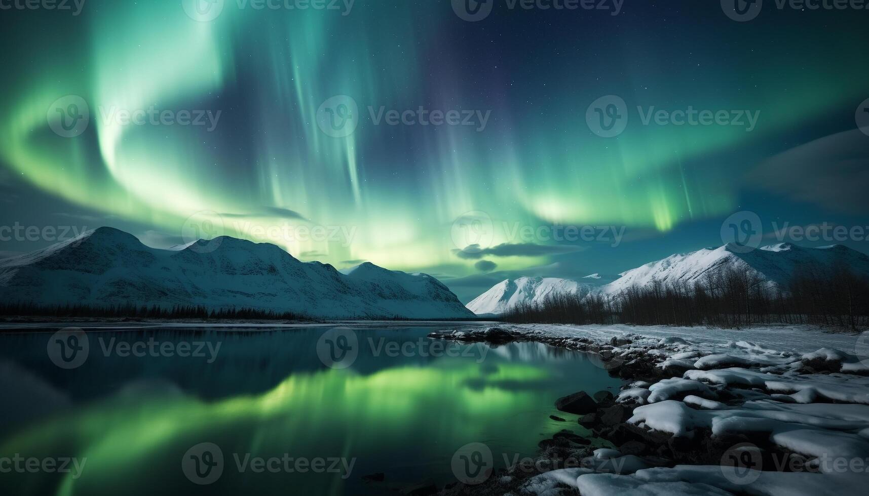 AI generated Majestic mountain range illuminated by starry night, tranquil scene generated by AI photo