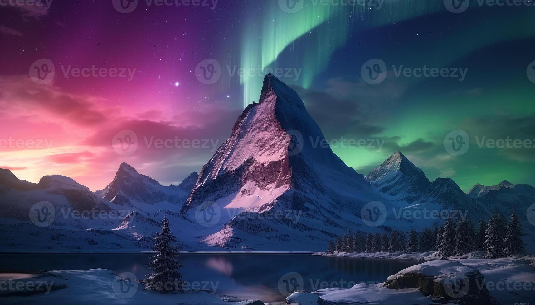 AI generated Majestic mountain range illuminated by starry night, tranquil scene generated by AI photo