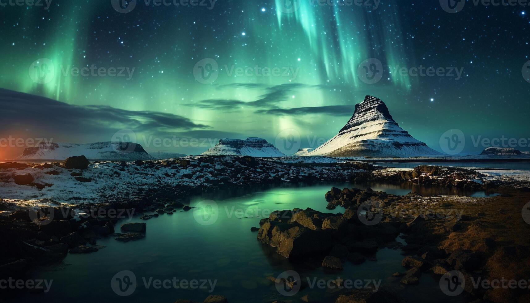 AI generated Majestic mountain range illuminated by starry night, tranquil scene generated by AI photo