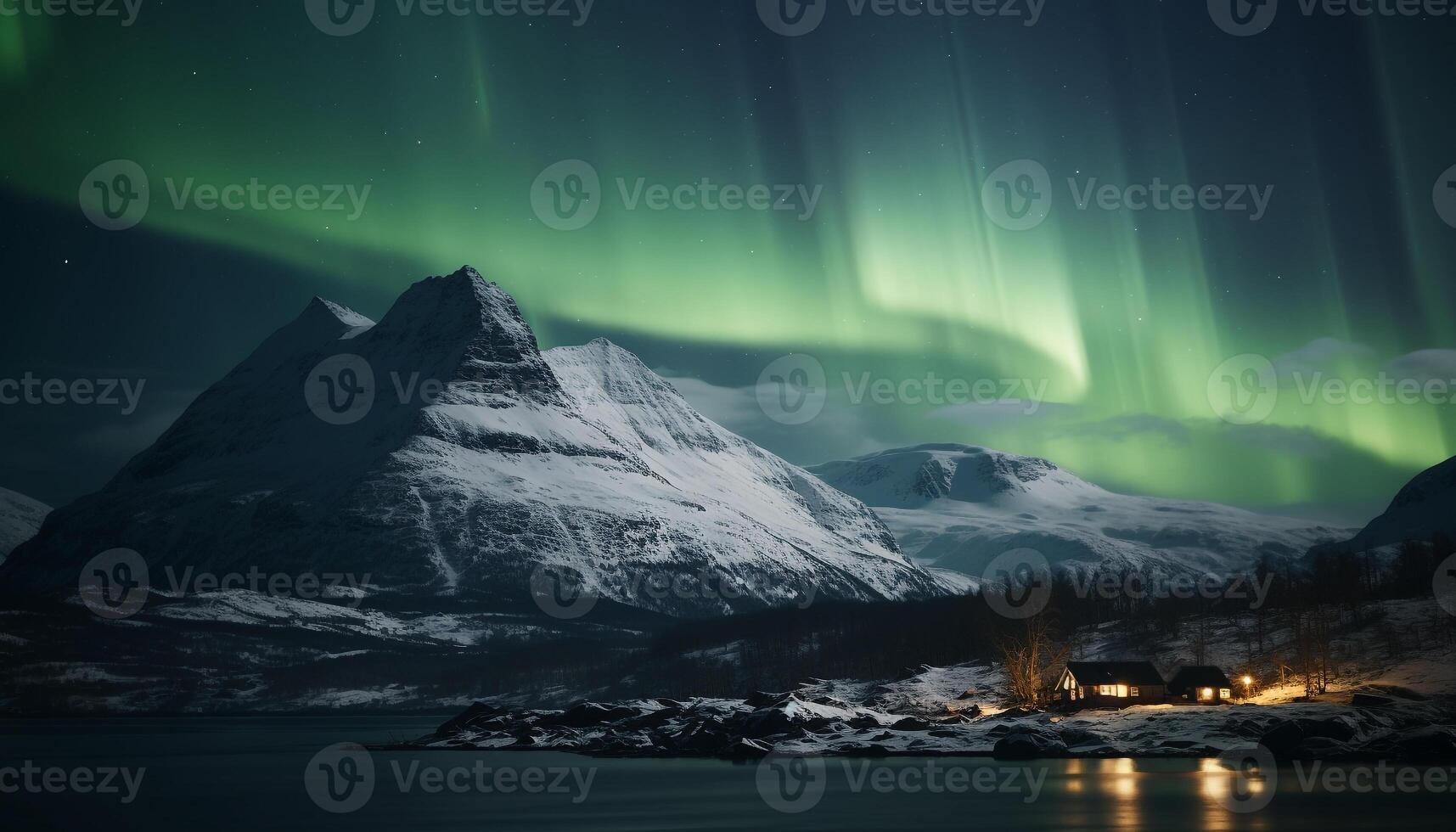 AI generated Majestic mountain range illuminated by starry night, tranquil scene generated by AI photo