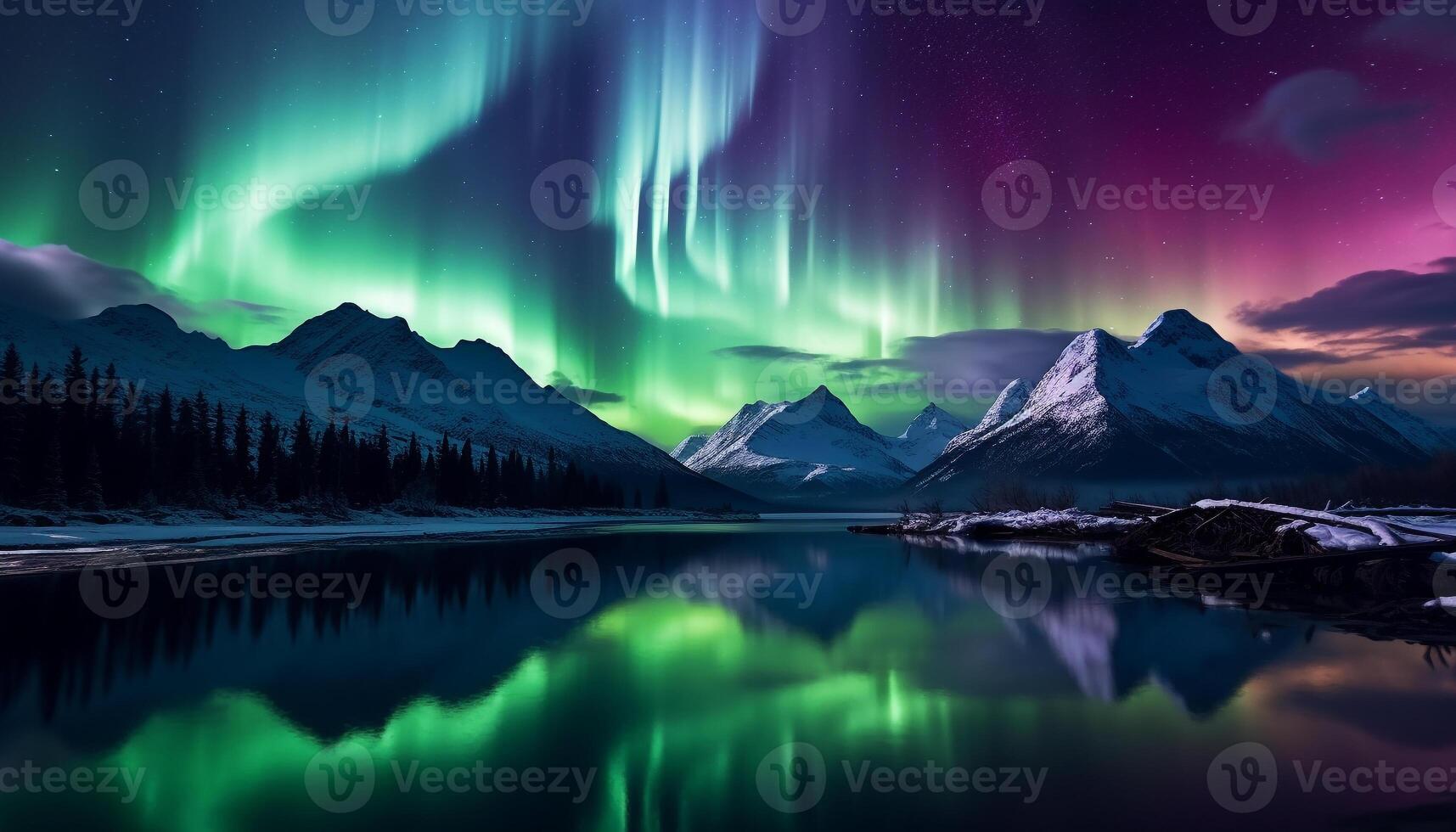 AI generated Majestic mountain range illuminated by starry night, tranquil scene generated by AI photo