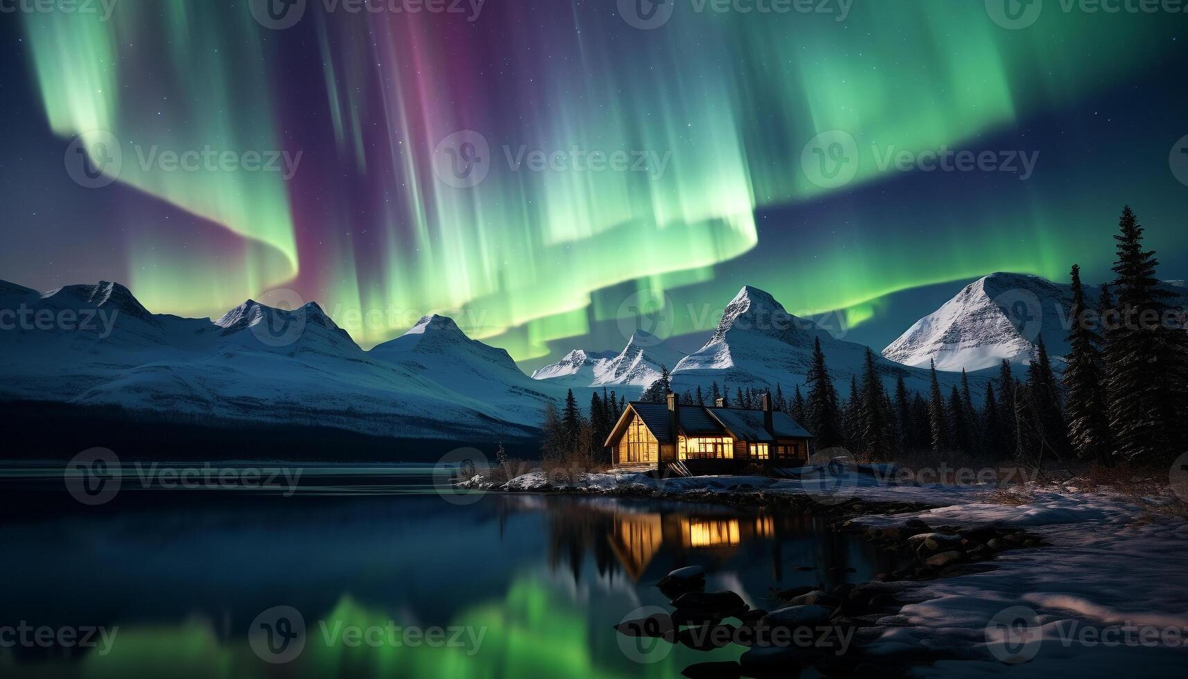 AI generated Majestic mountain range illuminated by starry night, tranquil scene generated by AI photo