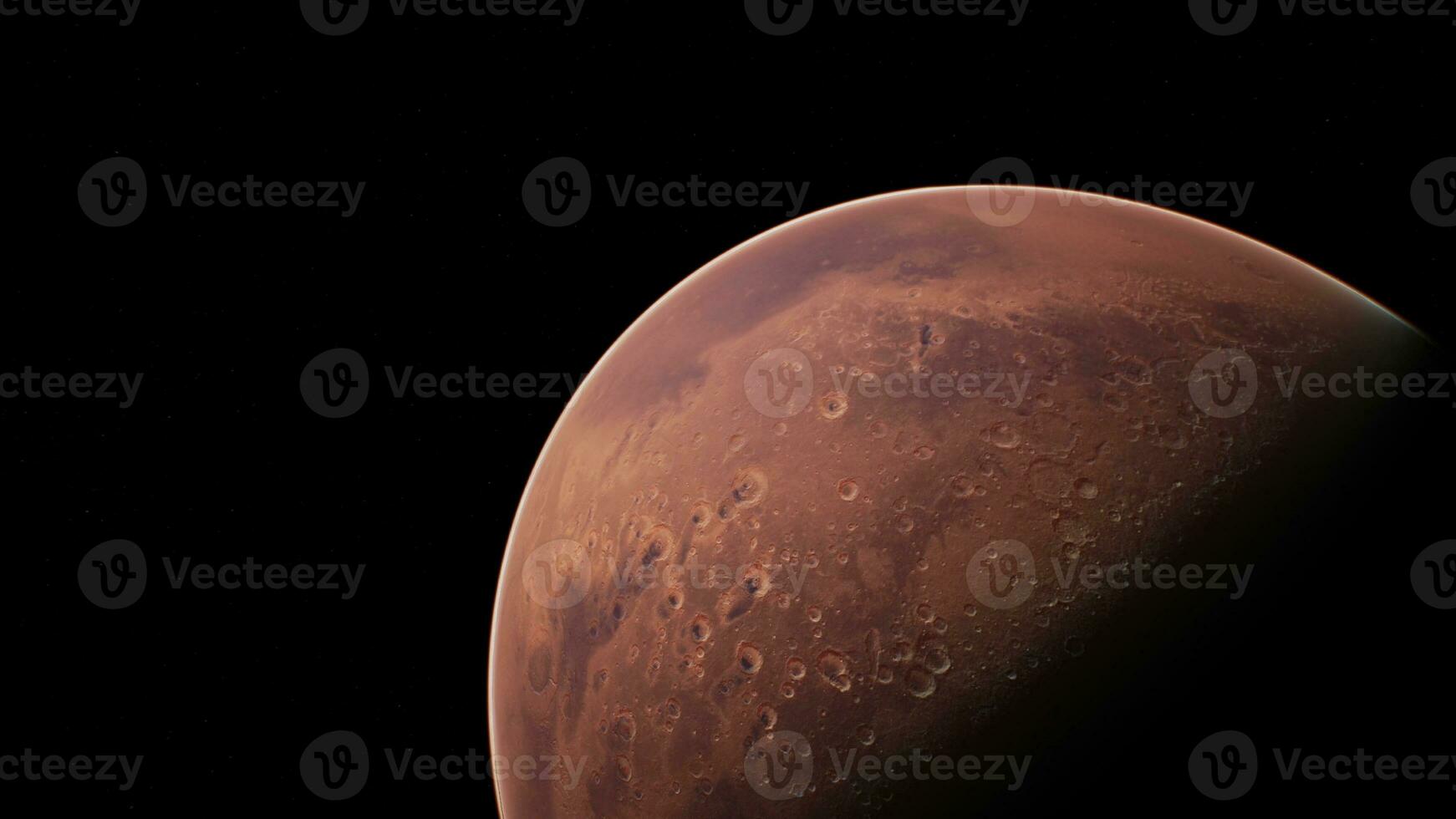 Planet Mars in the Starry Sky of Solar System in Space. photo