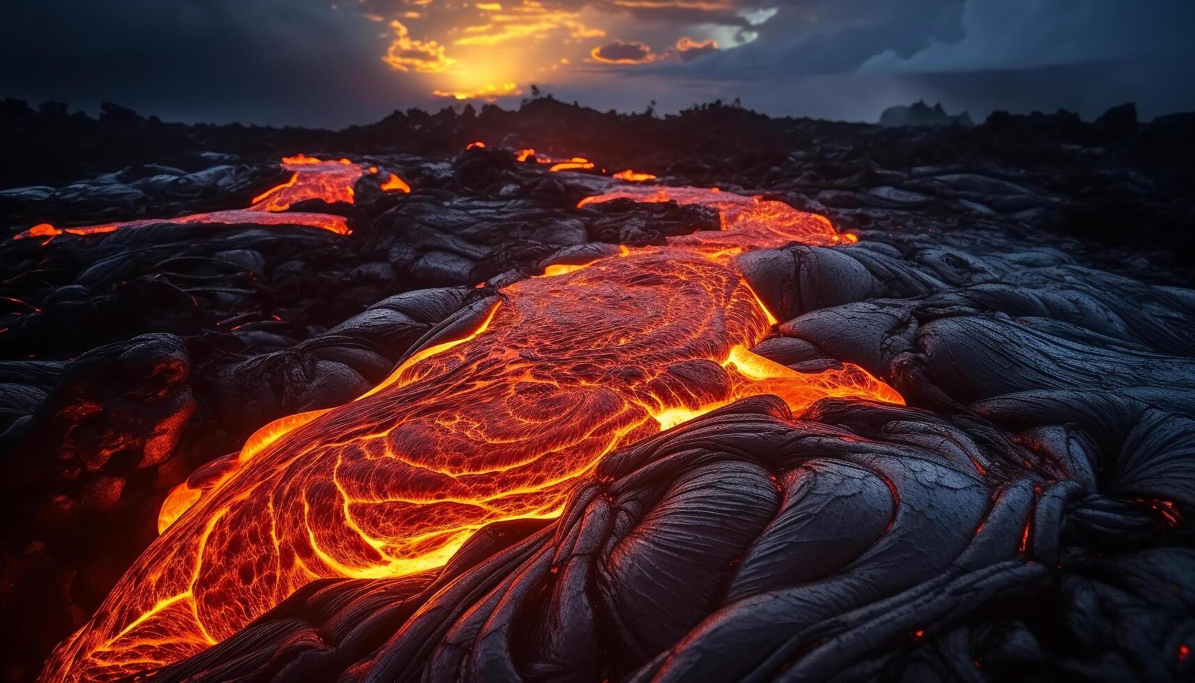 ai generado brillante hoguera entra en erupción, derritiendo acero en naturaleza ardiente infierno generado por ai foto