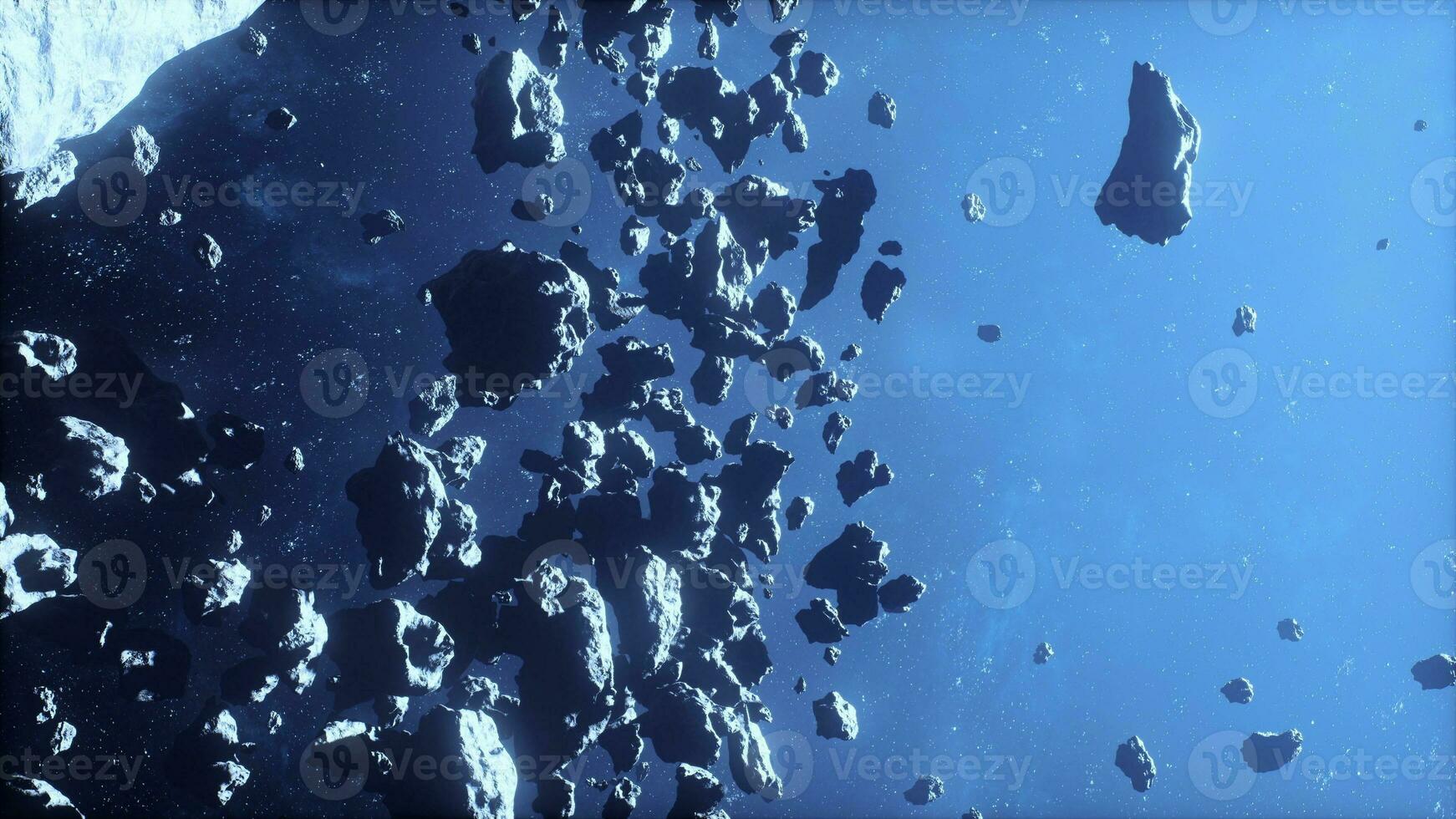 colossal field of menacing space debris amidst a cosmic fog photo