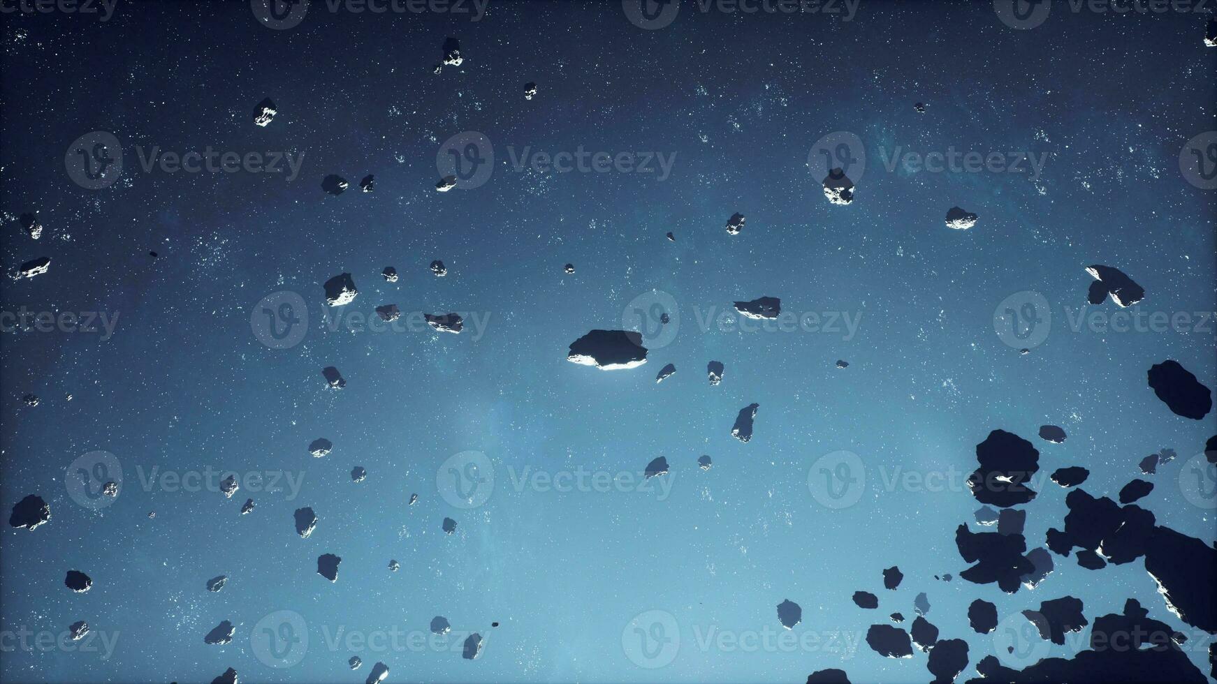 Abstract cosmic background with asteroids and glowing stars photo