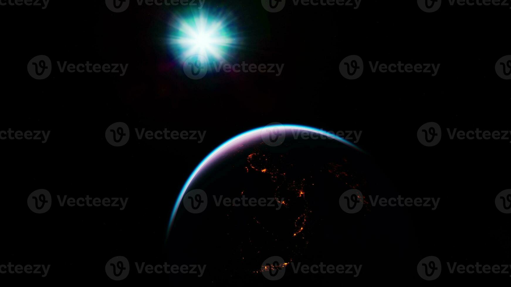 Sphere of nightly Earth planet in outer space photo
