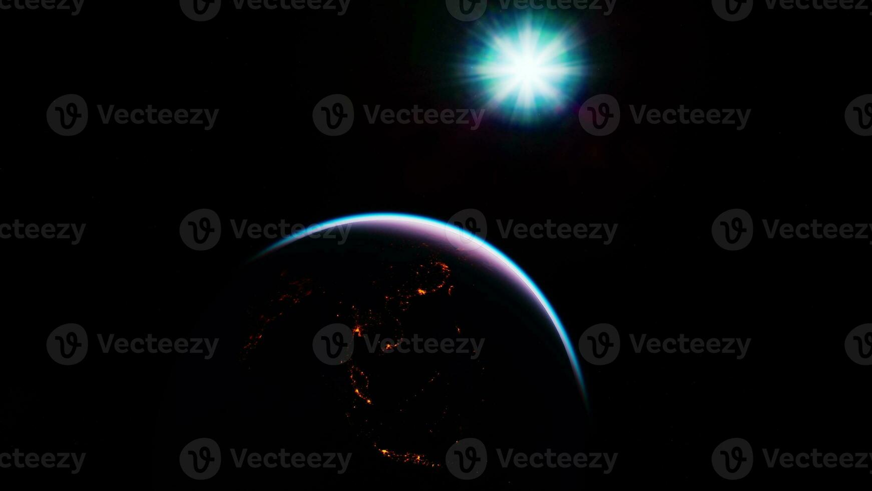 Sphere of nightly Earth planet in outer space photo