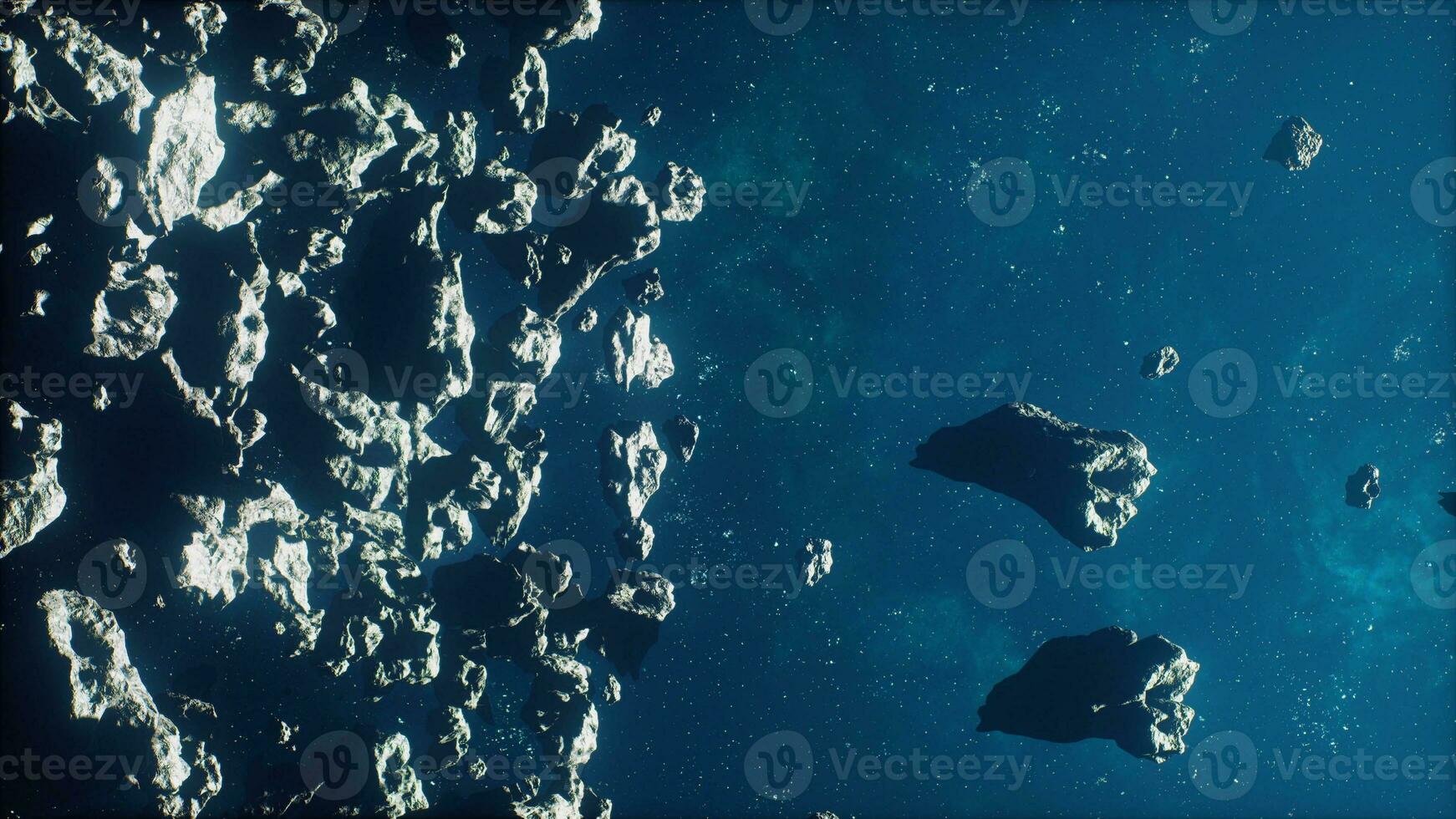 vast field of menacing space debris amidst a cosmic haze photo
