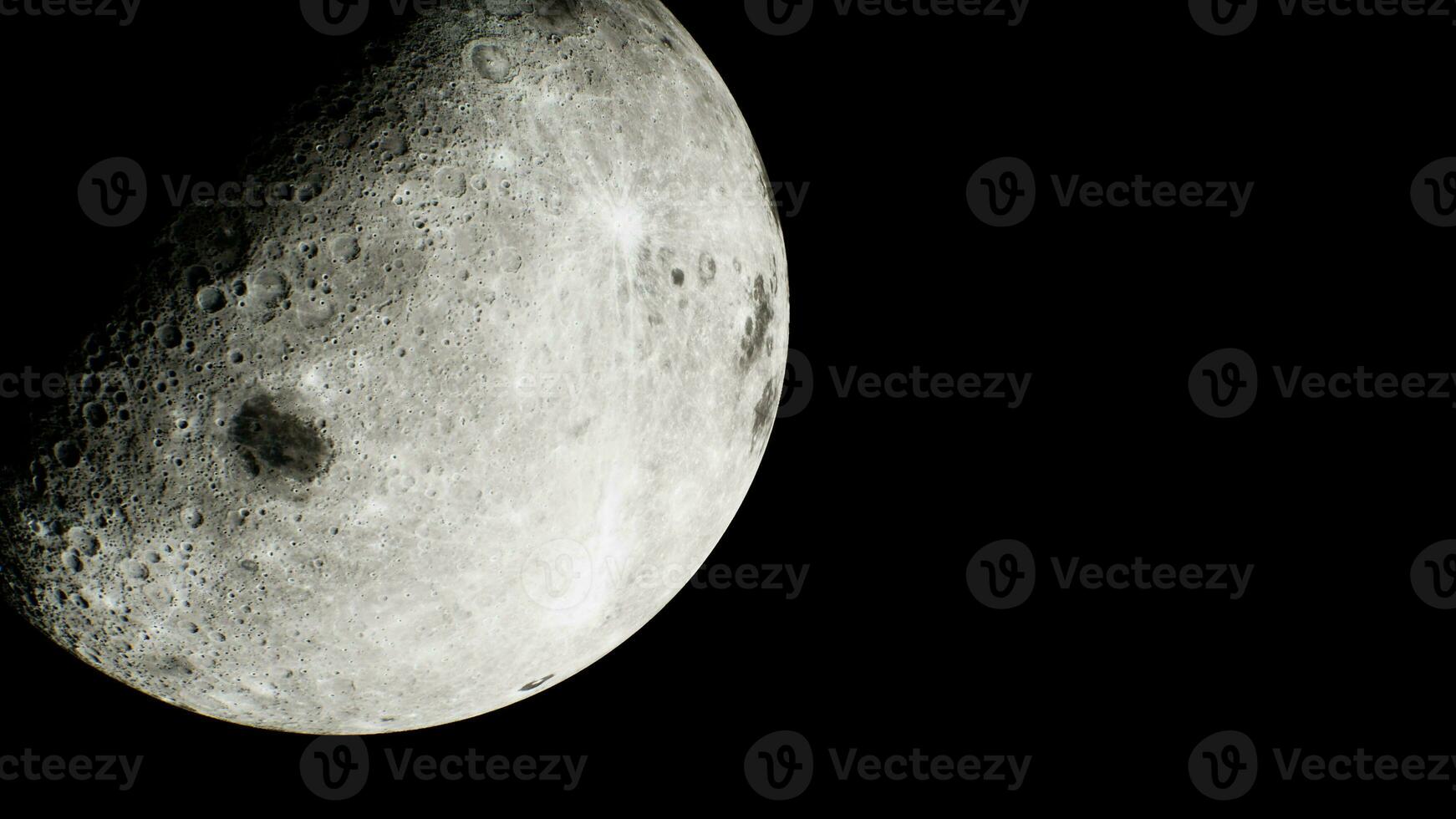 view of the partially sunlit moon from space photo